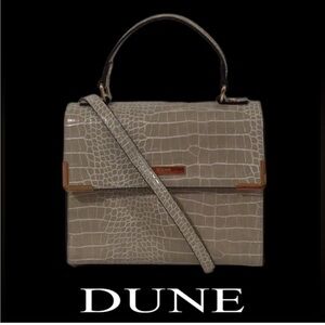 Dune London Taupe Croc-Embossed Crossbody with Gold Accents